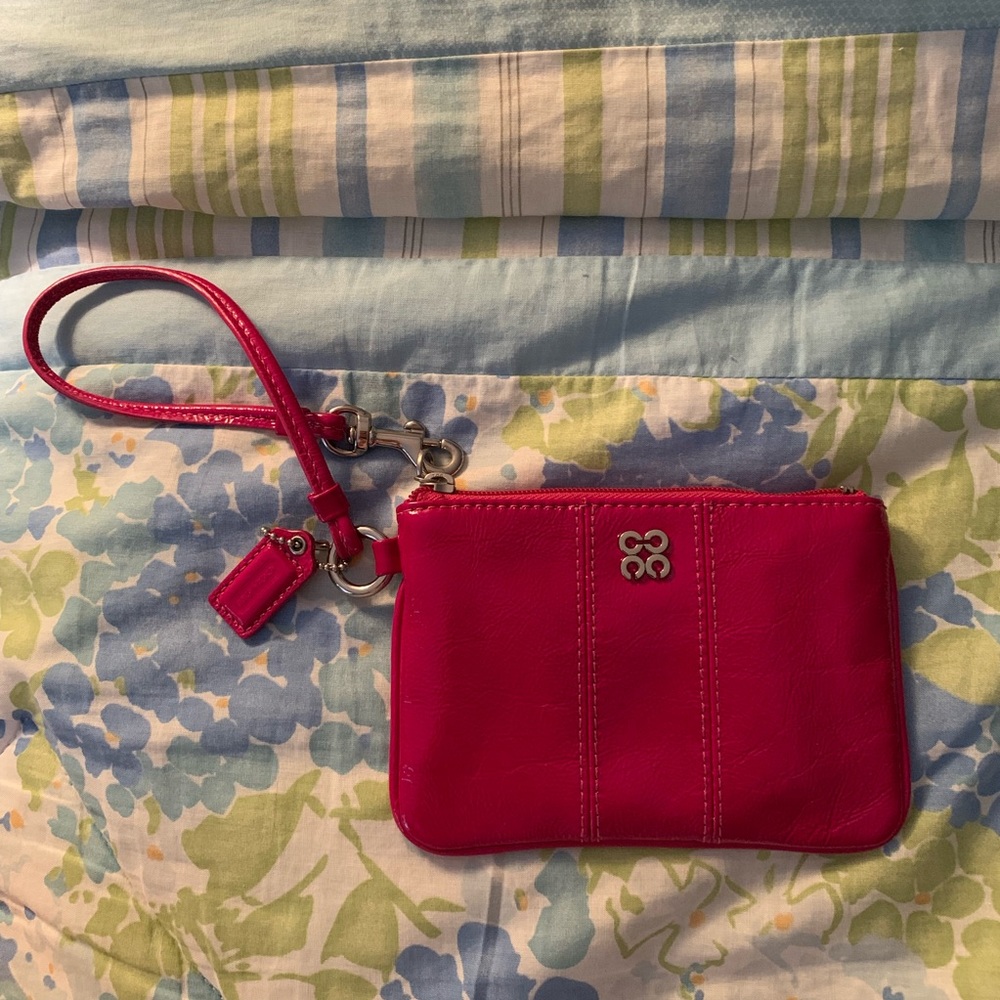Hot pink coach wristlet